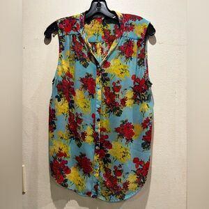 Collective Concepts Floral Sleeveless Button-Up Top